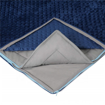 Weighed blanket with full zipper system weighted blanket blue